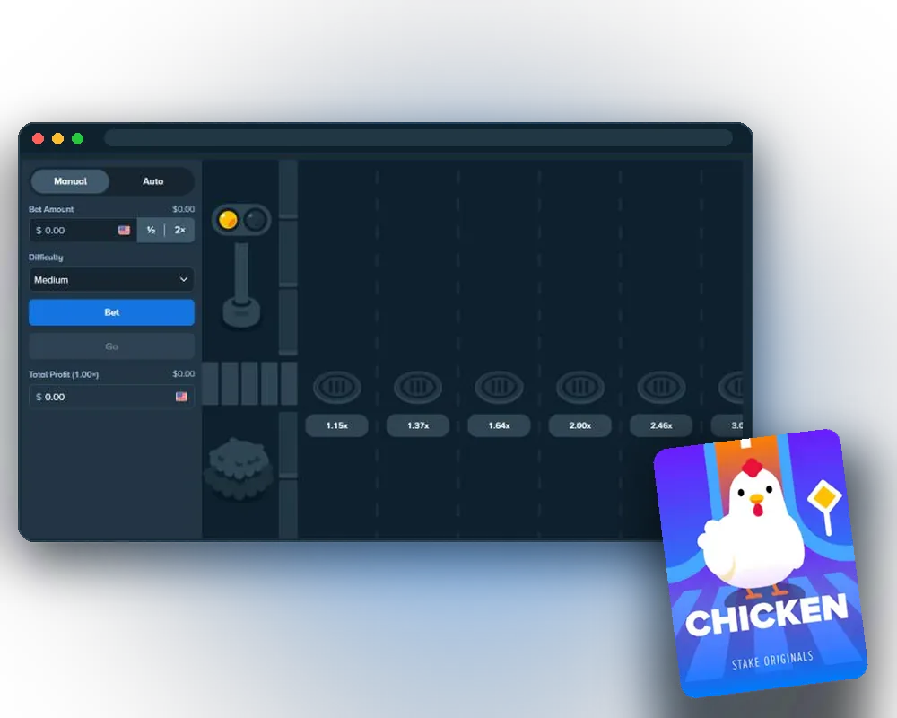 Chicken game window on stake.com