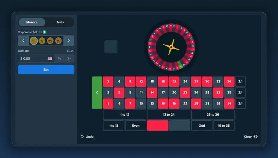 Stake Originals Roulette: European single-zero wheel and betting layout
